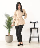 【C-FORT POINT/フォートポイント】ピーチ起毛 ギャザー ノーカラーシャツ