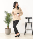 【C-FORT POINT/フォートポイント】ピーチ起毛 ギャザー ノーカラーシャツ