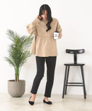 【C-FORT POINT/フォートポイント】ピーチ起毛 ギャザー ノーカラーシャツ