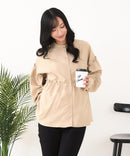 【C-FORT POINT/フォートポイント】ピーチ起毛 ギャザー ノーカラーシャツ