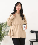 【C-FORT POINT/フォートポイント】ピーチ起毛 ギャザー ノーカラーシャツ