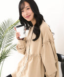 【C-FORT POINT/フォートポイント】ピーチ起毛 ギャザー ノーカラーシャツ