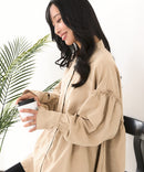 【C-FORT POINT/フォートポイント】ピーチ起毛 ギャザー ノーカラーシャツ