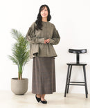 【C-FORT POINT/フォートポイント】ピーチ起毛 ギャザー ノーカラーシャツ