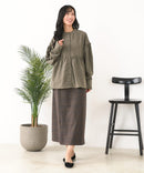 【C-FORT POINT/フォートポイント】ピーチ起毛 ギャザー ノーカラーシャツ