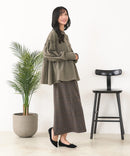 【C-FORT POINT/フォートポイント】ピーチ起毛 ギャザー ノーカラーシャツ