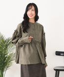 【C-FORT POINT/フォートポイント】ピーチ起毛 ギャザー ノーカラーシャツ