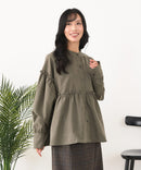 【C-FORT POINT/フォートポイント】ピーチ起毛 ギャザー ノーカラーシャツ