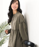 【C-FORT POINT/フォートポイント】ピーチ起毛 ギャザー ノーカラーシャツ