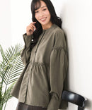 【C-FORT POINT/フォートポイント】ピーチ起毛 ギャザー ノーカラーシャツ