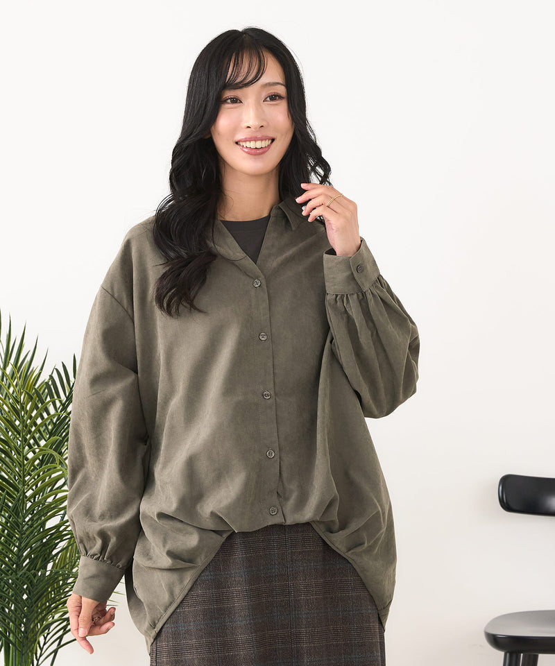 【C-FORT POINT/フォートポイント】ピーチ起毛 スキッパー ブラウス