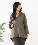 【C-FORT POINT/フォートポイント】ノーカラー ボリューム チュニック