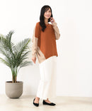 【C-FORTPOINT/フォートポイント】袖ケーブル柄 配色ニット