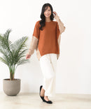 【C-FORTPOINT/フォートポイント】袖ケーブル柄 配色ニット