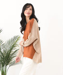 【C-FORTPOINT/フォートポイント】袖ケーブル柄 配色ニット