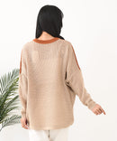 【C-FORTPOINT/フォートポイント】袖ケーブル柄 配色ニット