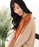 【C-FORTPOINT/フォートポイント】袖ケーブル柄 配色ニット