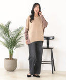 【C-FORTPOINT/フォートポイント】袖ケーブル柄 配色ニット