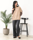 【C-FORTPOINT/フォートポイント】袖ケーブル柄 配色ニット