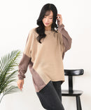 【C-FORTPOINT/フォートポイント】袖ケーブル柄 配色ニット