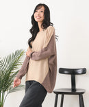 【C-FORTPOINT/フォートポイント】袖ケーブル柄 配色ニット