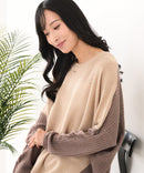 【C-FORTPOINT/フォートポイント】袖ケーブル柄 配色ニット