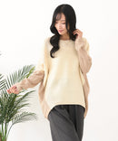 【C-FORTPOINT/フォートポイント】袖ケーブル柄 配色ニット