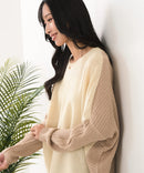 【C-FORTPOINT/フォートポイント】袖ケーブル柄 配色ニット