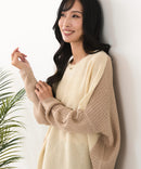 【C-FORTPOINT/フォートポイント】袖ケーブル柄 配色ニット