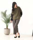 【C-FORTPOINT/フォートポイント】袖ケーブル柄 配色ニット