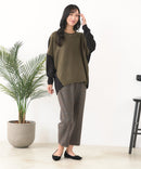 【C-FORTPOINT/フォートポイント】袖ケーブル柄 配色ニット