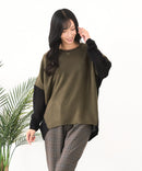 【C-FORTPOINT/フォートポイント】袖ケーブル柄 配色ニット