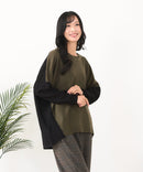 【C-FORTPOINT/フォートポイント】袖ケーブル柄 配色ニット