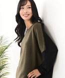 【C-FORTPOINT/フォートポイント】袖ケーブル柄 配色ニット