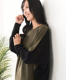 【C-FORTPOINT/フォートポイント】袖ケーブル柄 配色ニット