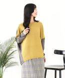 【C-FORTPOINT/フォートポイント】袖ケーブル柄 配色ニット