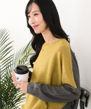 【C-FORTPOINT/フォートポイント】袖ケーブル柄 配色ニット