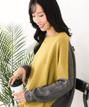 【C-FORTPOINT/フォートポイント】袖ケーブル柄 配色ニット