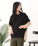 【C-FORTPOINT/フォートポイント】袖ケーブル柄 配色ニット