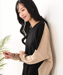 【C-FORTPOINT/フォートポイント】袖ケーブル柄 配色ニット