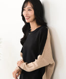 【C-FORTPOINT/フォートポイント】袖ケーブル柄 配色ニット