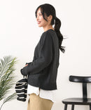 【C-FORT POINT/フォートポイント】袖ケーブル柄 カーディガン