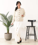 【C-FORT POINT/フォートポイント】袖ケーブル柄 カーディガン