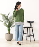 【C-FORT POINT/フォートポイント】袖ケーブル柄 カーディガン