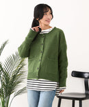 【C-FORT POINT/フォートポイント】袖ケーブル柄 カーディガン