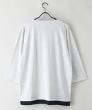 【汗染みの目立ちにくいTシャツ ZEROSTAIN/ゼロステイン】フェイクレイヤード ビッグシルエット キーネック クルーネック 7分袖Tシャツ 防汚 ＵＶカット ❘ジーンズメイト公式オンラインショップ