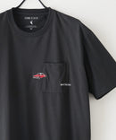 ZEROSTAIN 胸ポケット 刺繍Tシャツ 汗染みの目立ちにくいTシャツ 防汚 ＵＶカット アニマル おじさん ビール アメ車