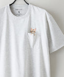 ZEROSTAIN 胸ポケット 刺繍Tシャツ 汗染みの目立ちにくいTシャツ 防汚 ＵＶカット アニマル おじさん ビール アメ車