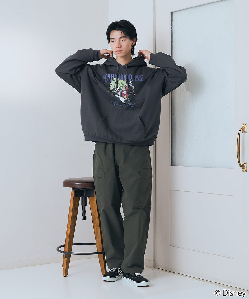 【DISNEY/ディズニー】＜ナイトメアー・ビフォア・クリスマス＞＜ディズニーヴィランズ＞ビッグシルエット 裏起毛 プルオーバーパーカー フーディー ドロップショルダー オーバーサイズ