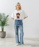 【Monchhichi/モンチッチ】【限定オリジナルデザイン】モンチッチ Tシャツ コットン100% ドロップショルダーシルエット プリント サガラ刺繍 半袖 カットソー キャラクター レトロ ユニセックス